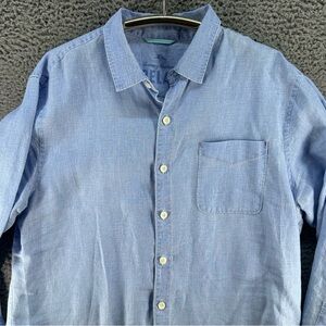 Tommy Bahama Relax Men's XL Light Blue Long Sleeve Linen Button Up Shirt Resort